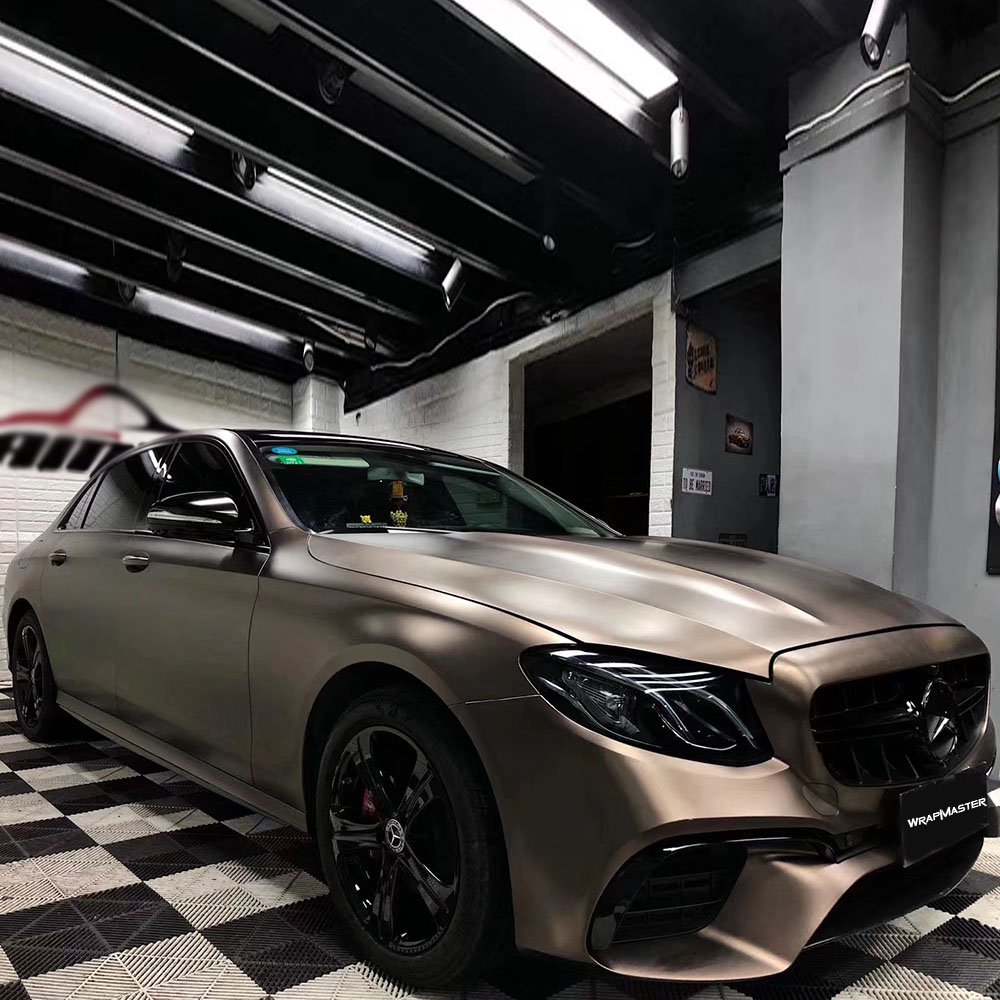 TSAUTOP Premium Air Bubble Free Matte Heavy Metal Brown Grey Vehicle Vinyl Wrap