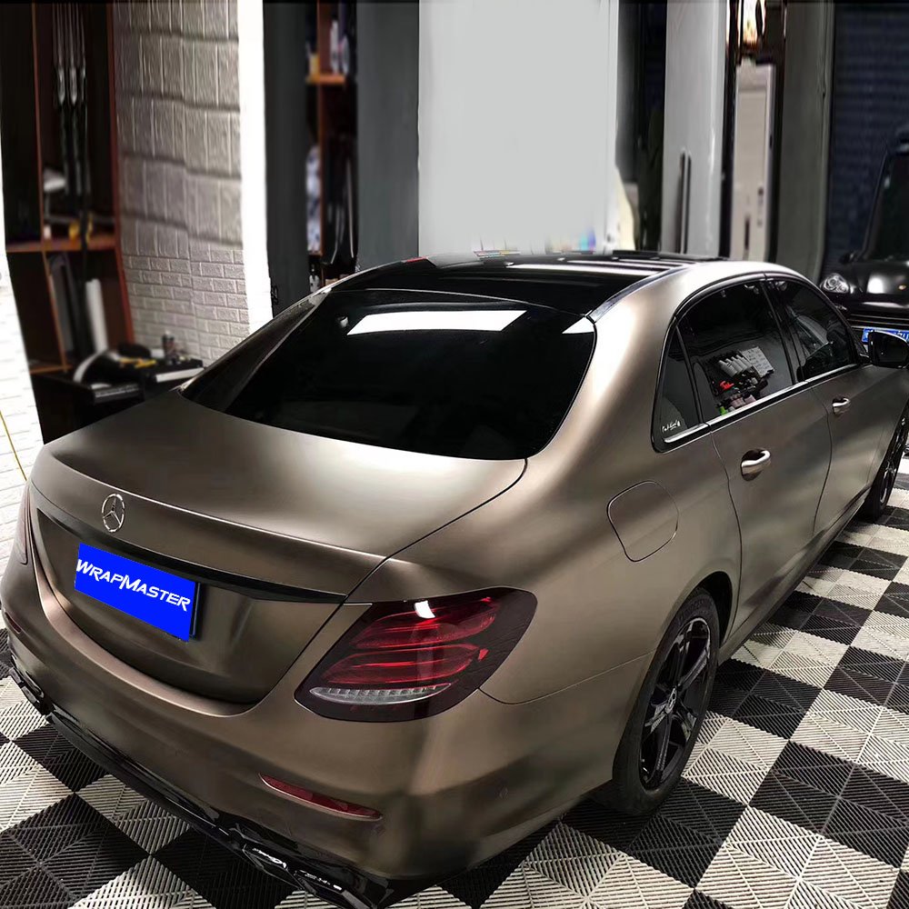 TSAUTOP Premium Air Bubble Free Matte Heavy Metal Brown Grey Vehicle Vinyl Wrap