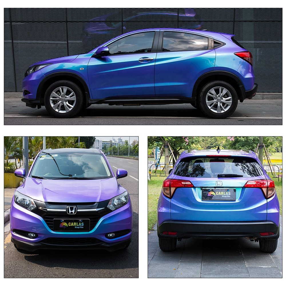 CARLAS 1.52*17m/roll Phantom Onyx Purple Vinyl Wrap Film Car Stickers Vehicle Color Changing Film