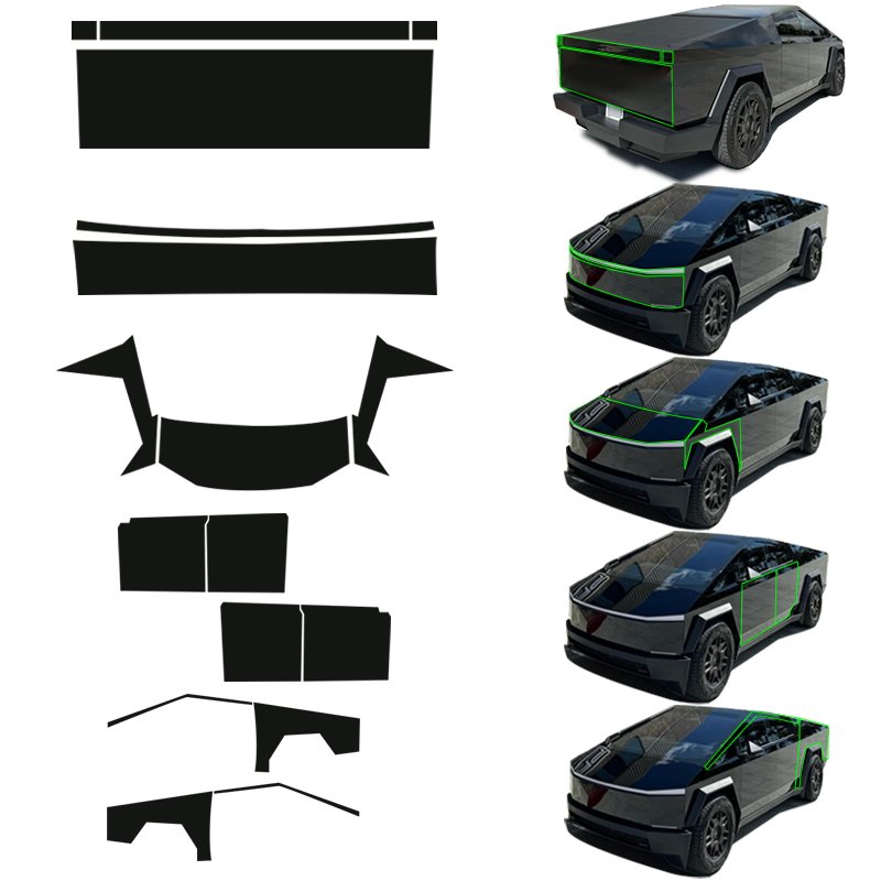 Suitable for Tesla Cybertruck 2024 TPU full car custom anti-scratch film pre-cut protective high brightness black film