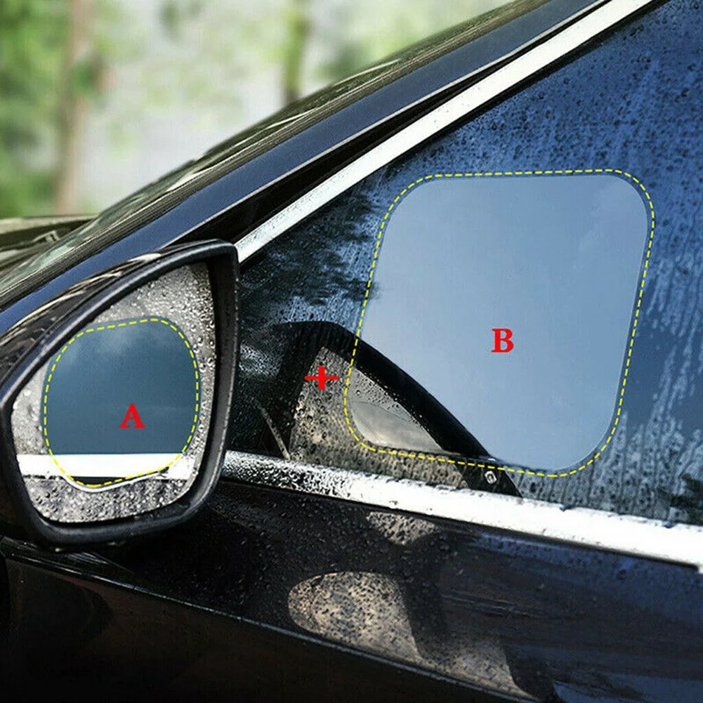 2 Sets 8 Pcs Car Side Mirror and Window Rainproof Film Waterproof Mirror Film Anti Fog Nano Coating Car Film for Car Easy to Ins