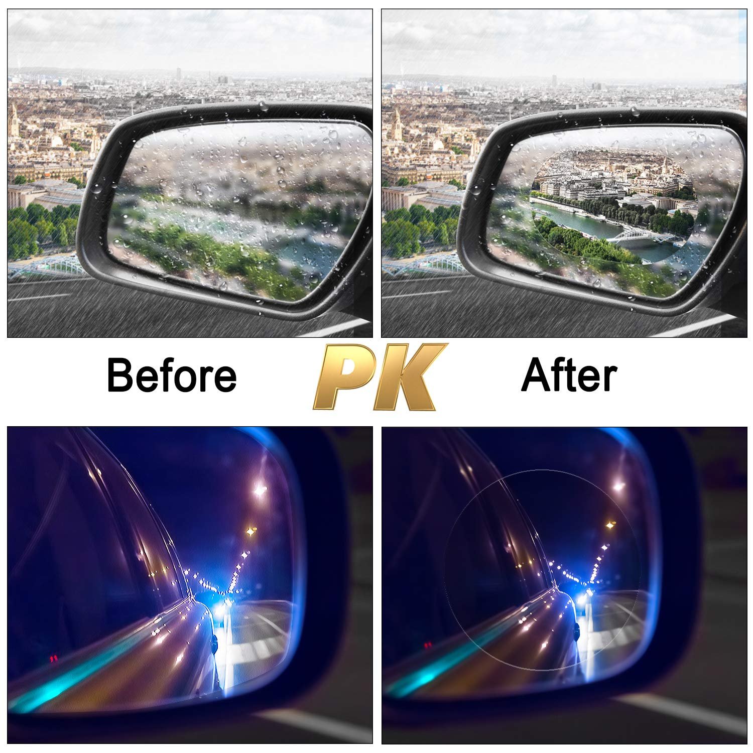 2 Sets 8 Pcs Car Side Mirror and Window Rainproof Film Waterproof Mirror Film Anti Fog Nano Coating Car Film for Car Easy to Ins