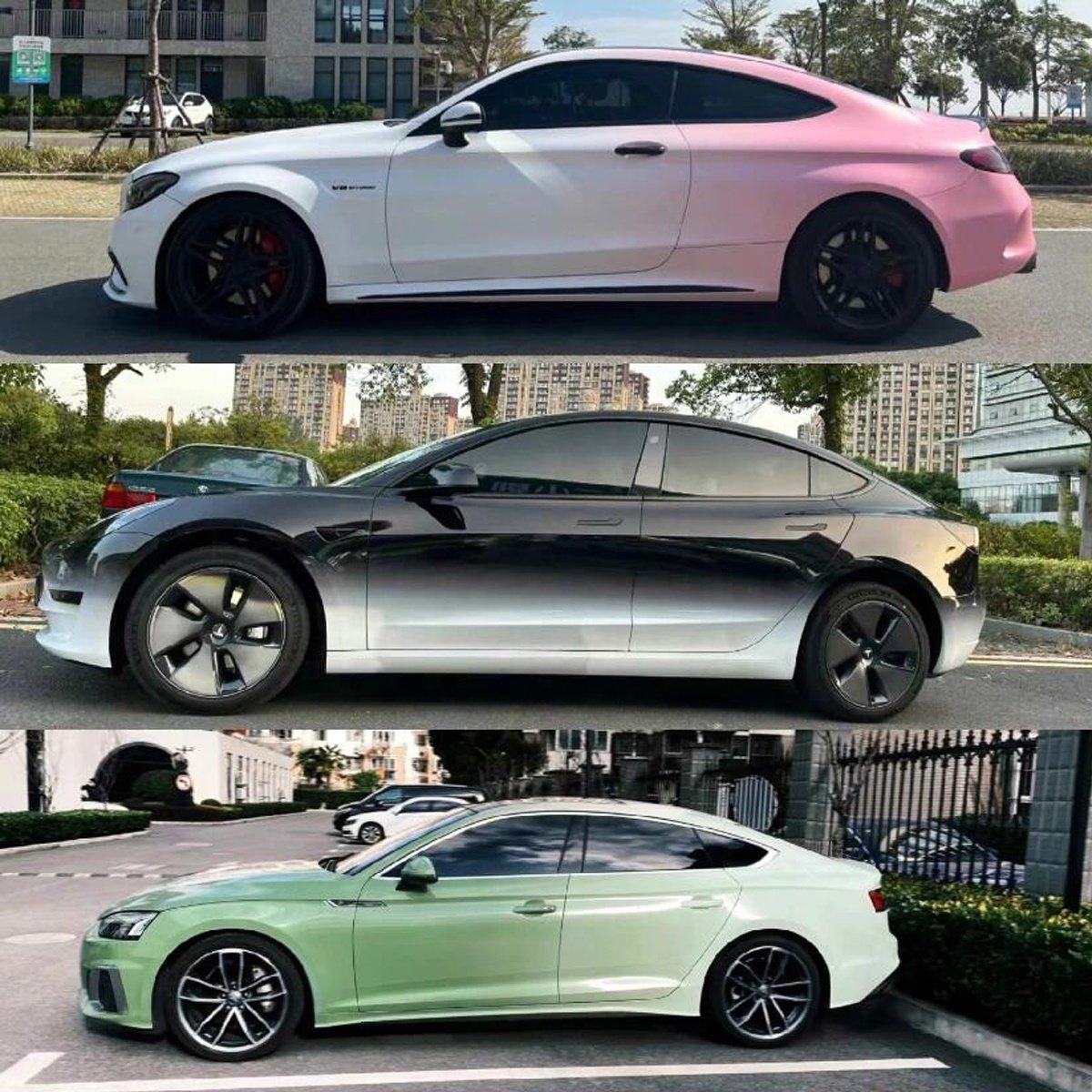 Custom Whole Car Body Printed Vinyl Wrapping 2 Two Tone Color Fade Match Colors Freely Car Wrap Self Adhesive