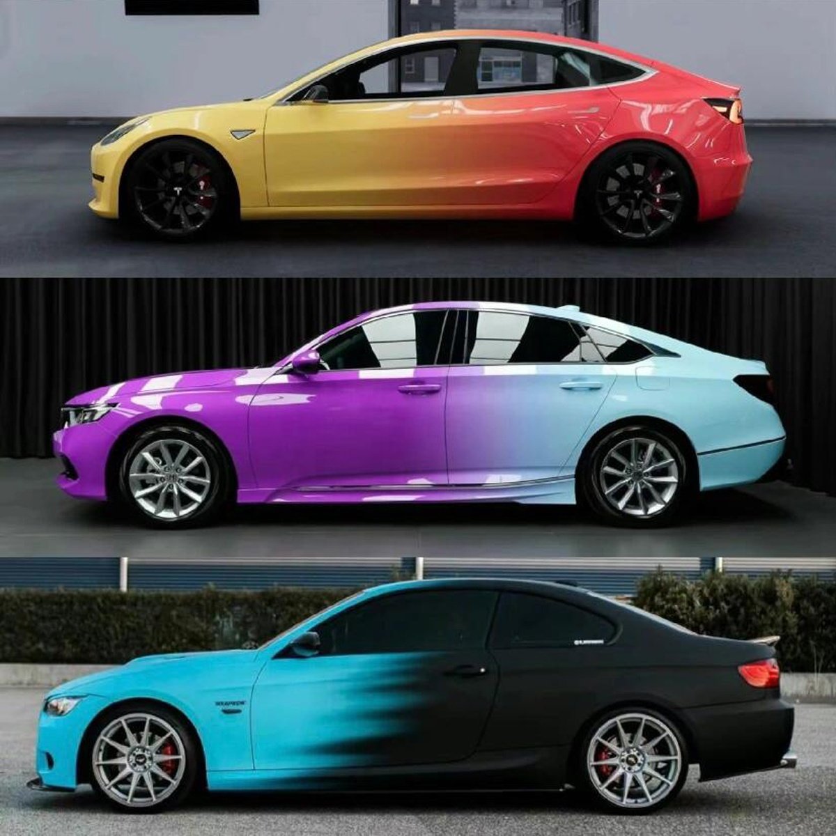 Custom Whole Car Body Printed Vinyl Wrapping 2 Two Tone Color Fade Match Colors Freely Car Wrap Self Adhesive