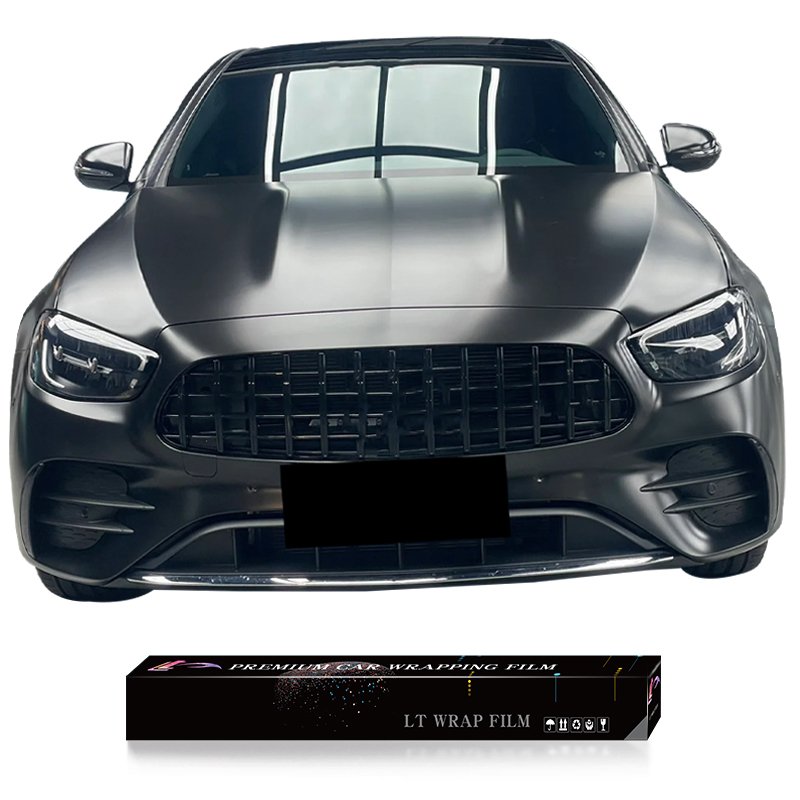 Ceramic Black Car Wrap Vinyl For Car Wrapping Self Adhesive Bubble Free Satin Black Wrap Vinyl Wrapping Film For Vehicle