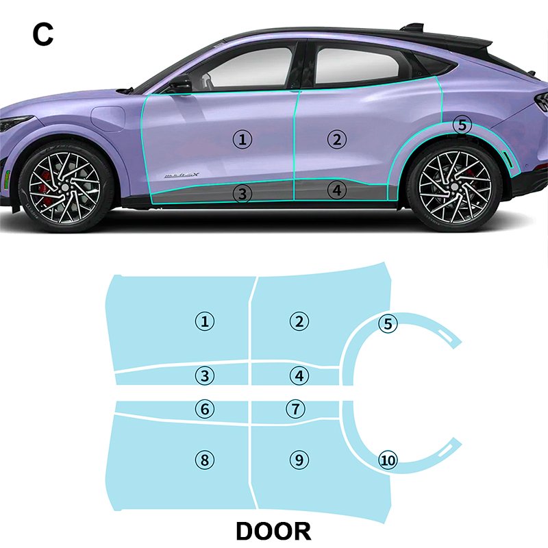 For Ford Mustang Mach-E GT each part of the film TPU PPF pre-cut car anti-scratch self-healing transparent paint protective film