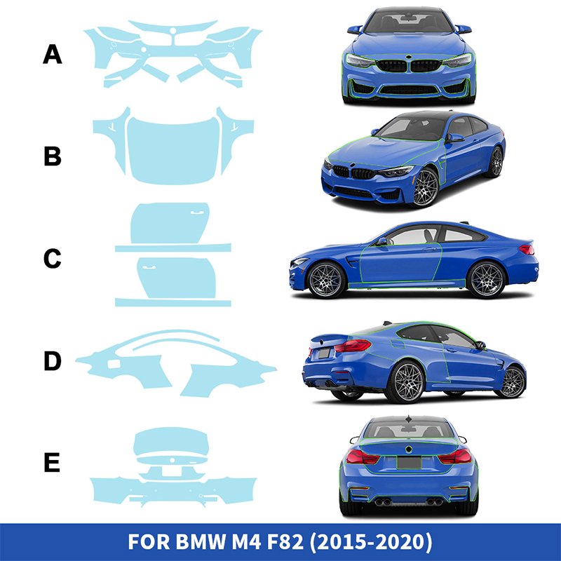 For BMW M4 F82 2015 2016 2017 2018 2019 2020 TPU full car custom transparent anti-scratch film pre-cut protective film