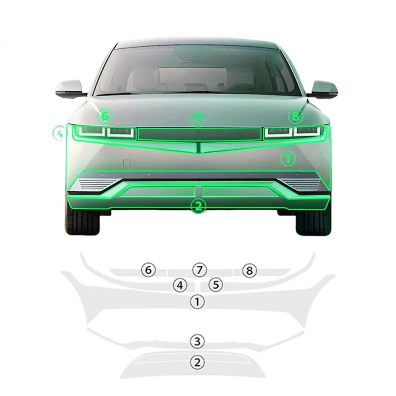For HYUNDAI IONIQ 5 each part of the film 7.5 thick TPU PPF pre-cut car film anti-scratch self-repairing transparent film