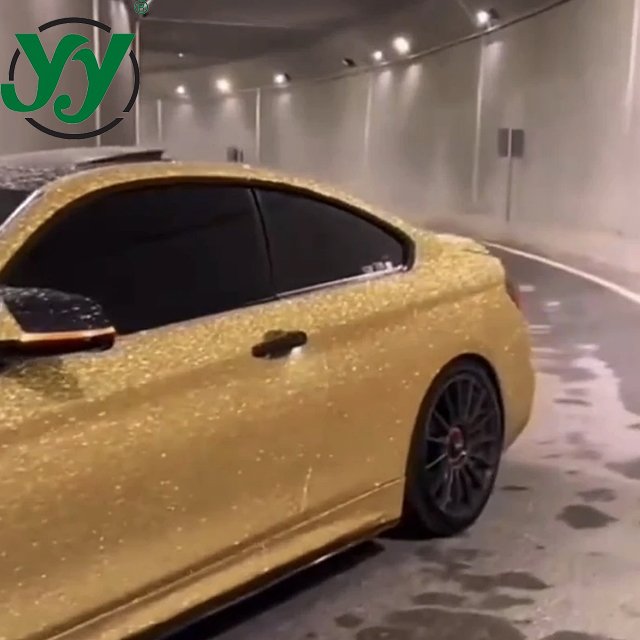 Factory Direct Sparkling Flash Diamond Gold Car Wrap Vinyl Full Roll Size 1.22x18M/4x60FT