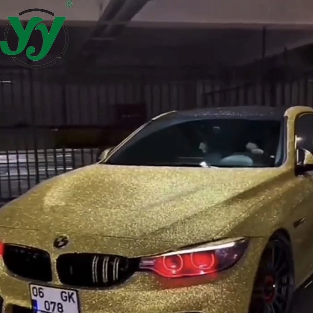 Factory Direct Sparkling Flash Diamond Gold Car Wrap Vinyl Full Roll Size 1.22x18M/4x60FT