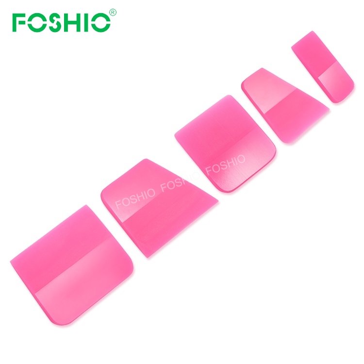 Foshio Hot Sale 5pcs Automotive Pink Car Vinyl Wrap Rubber Windscreen PPF Squeegee