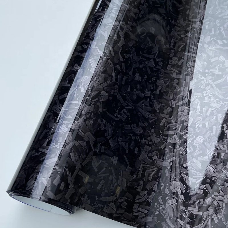 High Quality PET 3D Super Glossy Black Forged Carbon Fiber Car Wrap Vinyl Sticker Car Films Vinyl Wrap