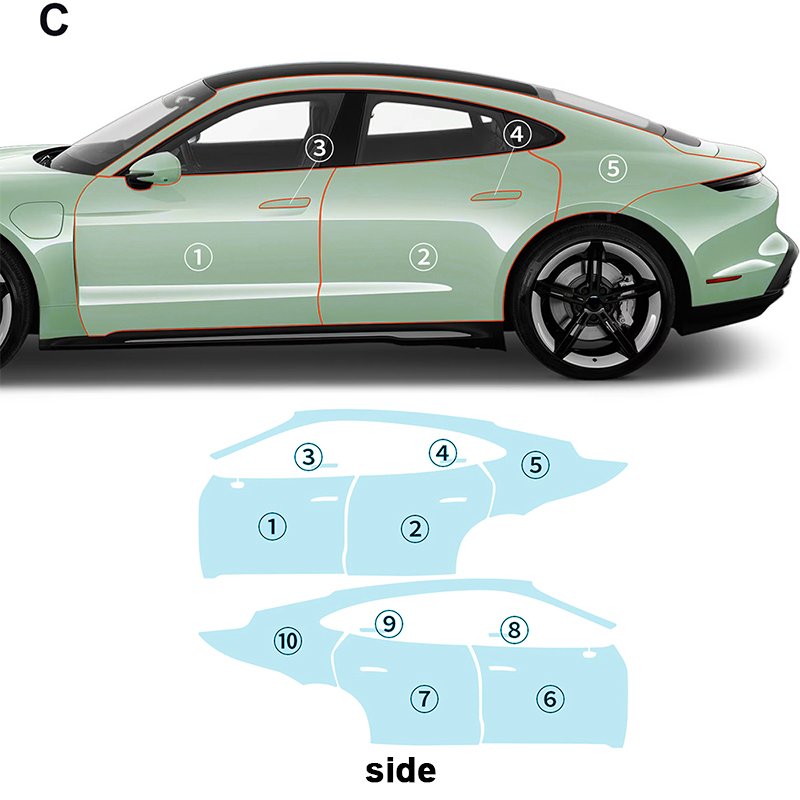 For Porsche TAYCAN 2020 2021 2022 2023 each part TPU PPF pre-cut car anti-scratch self-healing transparent paint protective film