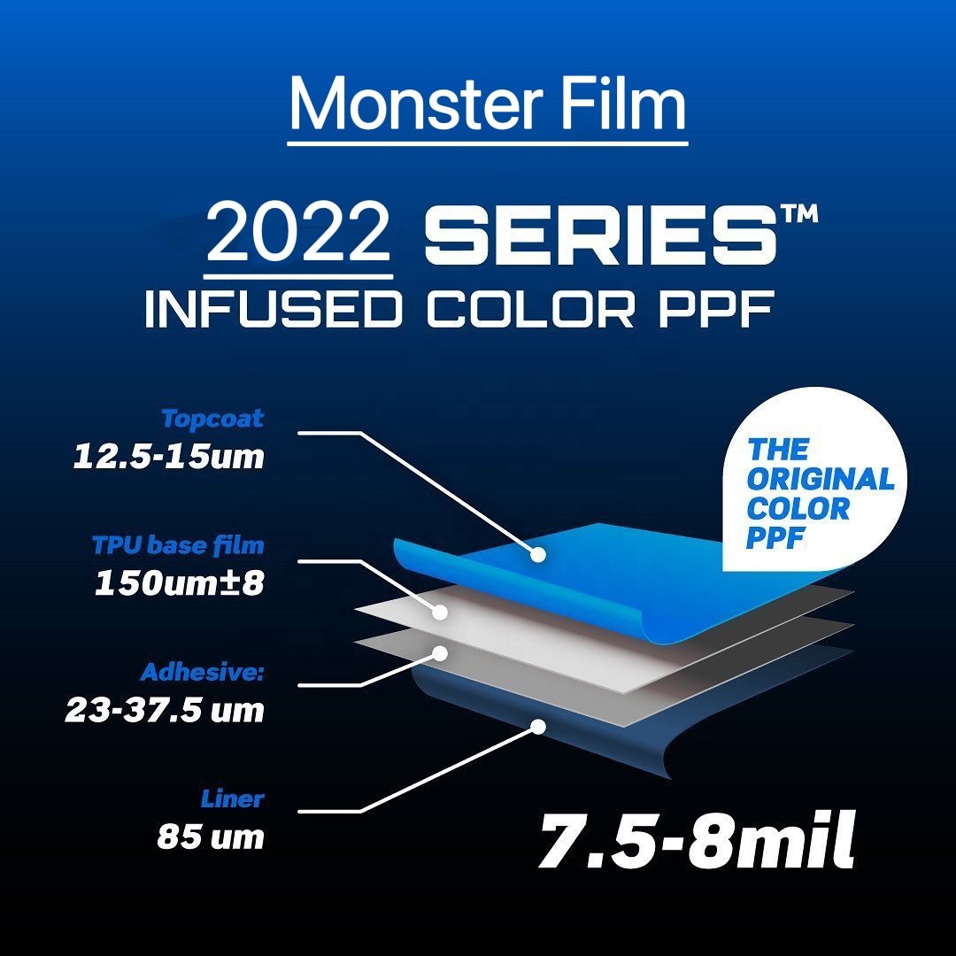 Monster film factory direct Hot beast anti-scratch self healing TPU 7.5mil 5*50FT PPW color ppf paint protection film for cars