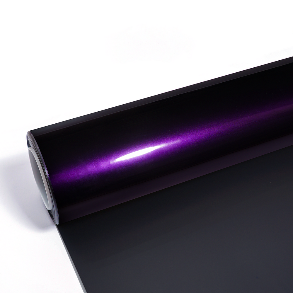 TSAUTOP 1.52*18m PET Liner Midnight Purple Super Glossy Metallic Car Vinyl Film