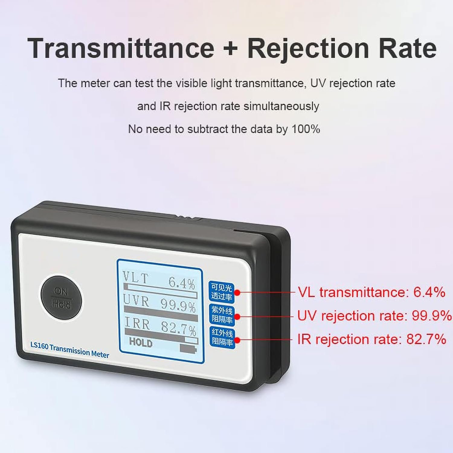 LS160 Car Window Film Transmittance Meter Solar Film Transmission Meter Light Window Tinting Tester