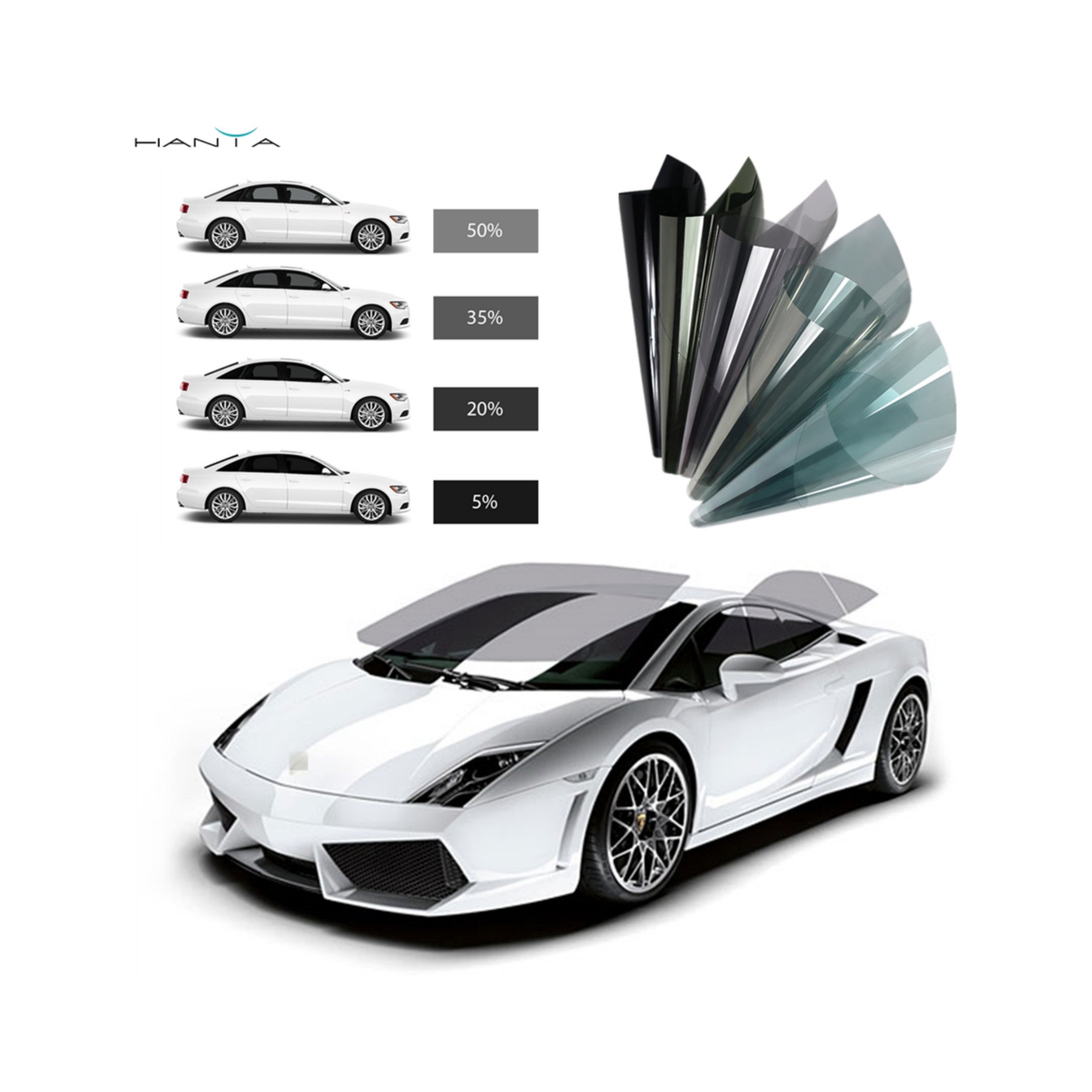 High Definition Nano Ceramic 1.52*30 m/roll Black Tinting Car Window Tint Film