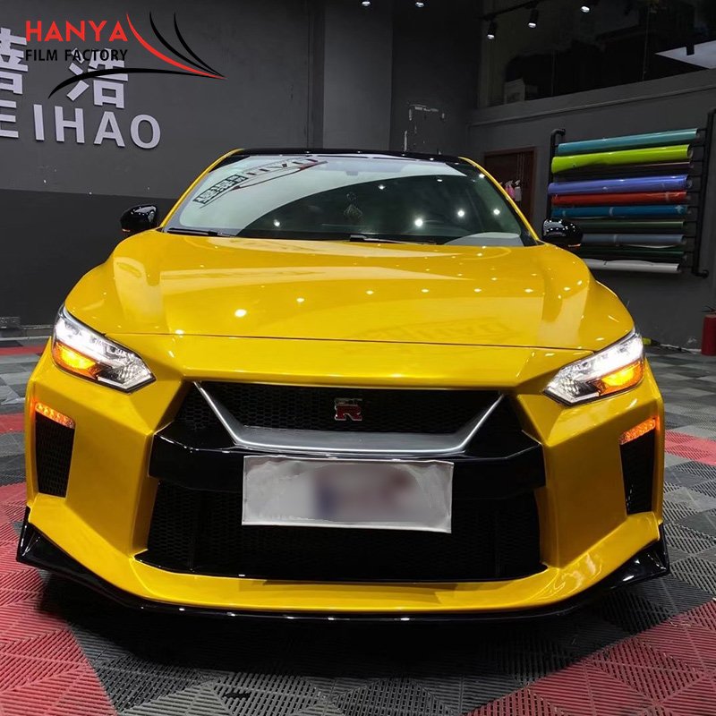 car vinyl wrap Super Crystal-Yellow color change film covering tinted sticker wrapping discoloration pvc 18*1.52M