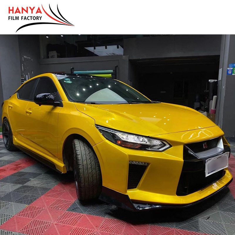 car vinyl wrap Super Crystal-Yellow color change film covering tinted sticker wrapping discoloration pvc 18*1.52M