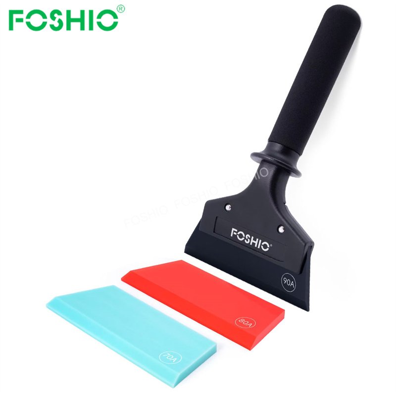 Foshio Customize 3 In 1 Car Window Tint Tool With Replacement Blade Rubber Scraper Ppf Squeegee Set
