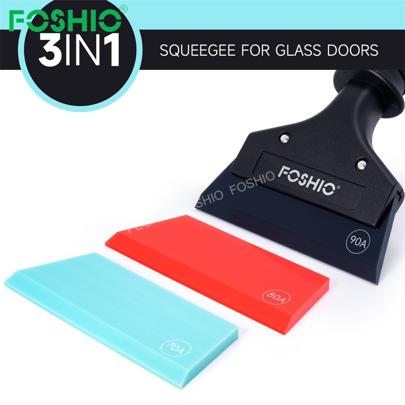 Foshio Customize 3 In 1 Car Window Tint Tool With Replacement Blade Rubber Scraper Ppf Squeegee Set