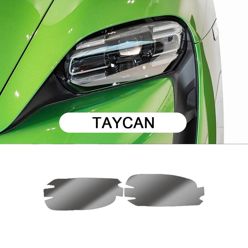 2pics Car Front Headlamp Film for Porsche Taycan Tpu Transparent Protective Solf Film Exterior Headlight Trim Strip Car Sticker