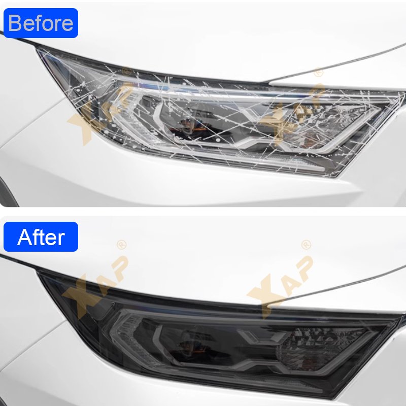 2pics Car Front Headlamp Film for Porsche Taycan Tpu Transparent Protective Solf Film Exterior Headlight Trim Strip Car Sticker