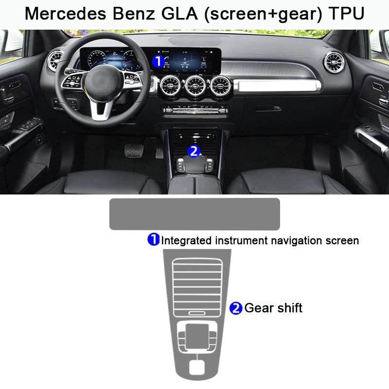 Tpu Film for Mercedes Benz GLA GLB GLA180 GLA200 GLB180 GLB200 Car Interior Sticker Center Console Gear Navigation Door Panel