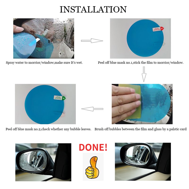Anti Fog Car Mirror Window Clear Film Antir Rearview Mirror Protective Film Waterproof Rainproof Car Sticker Car accessories