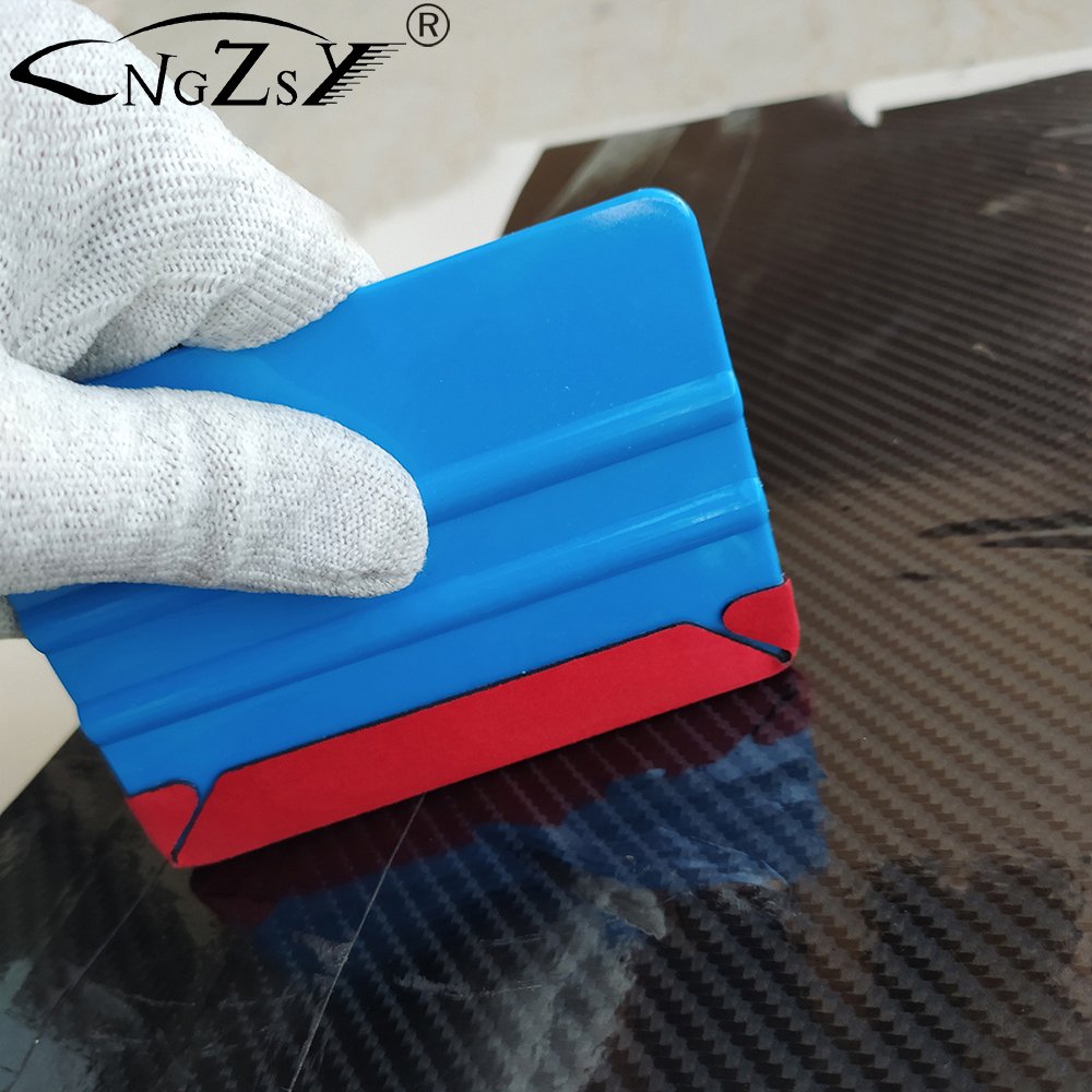 Blue Plastic Auto Film Wrap Squeegee with Suede Edge Decal Sticker Vinyl Applicator Scraper Car Window Tint Tools A17