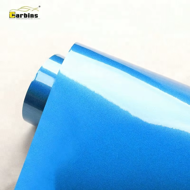 Car Films Factory Car Stickers Vinyl Laser Diamond Blue Car Vinyl Wrap Film With Blue Color