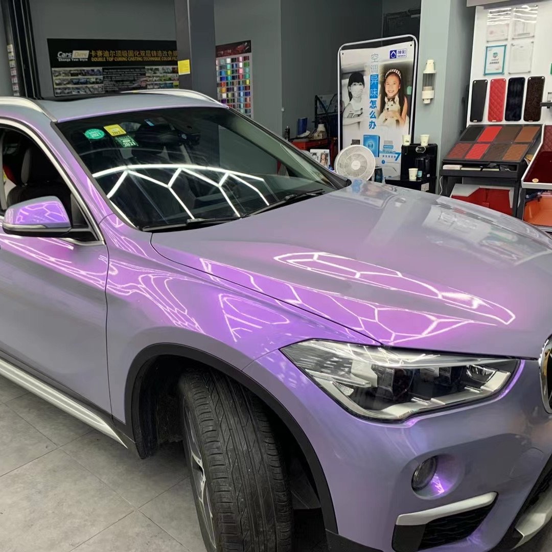 New Design Chameleon Film Glossy Vinyl Two Color Candy Light Gray to Purple Car Vinyl Wrap Stickers Car Film