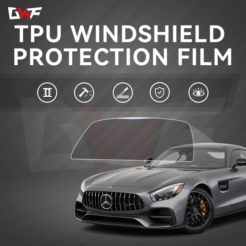 7.5mil Explosion Proof Self Healing No Glue Residue Anti Stone Chips Clear TPU Windshield Protection Film for Cars