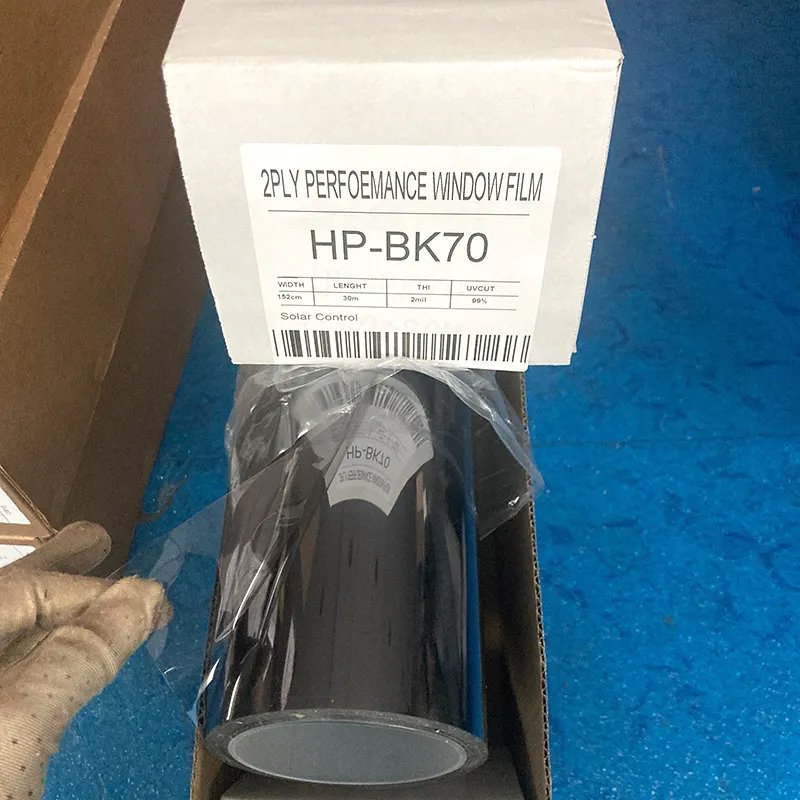 1.52x30m Heat Insulation Self Adhesive Vlt70% HP-BK70 Window Tint Film 2 Mil 2ply Light Black PET Car Windows UV Protection 70%