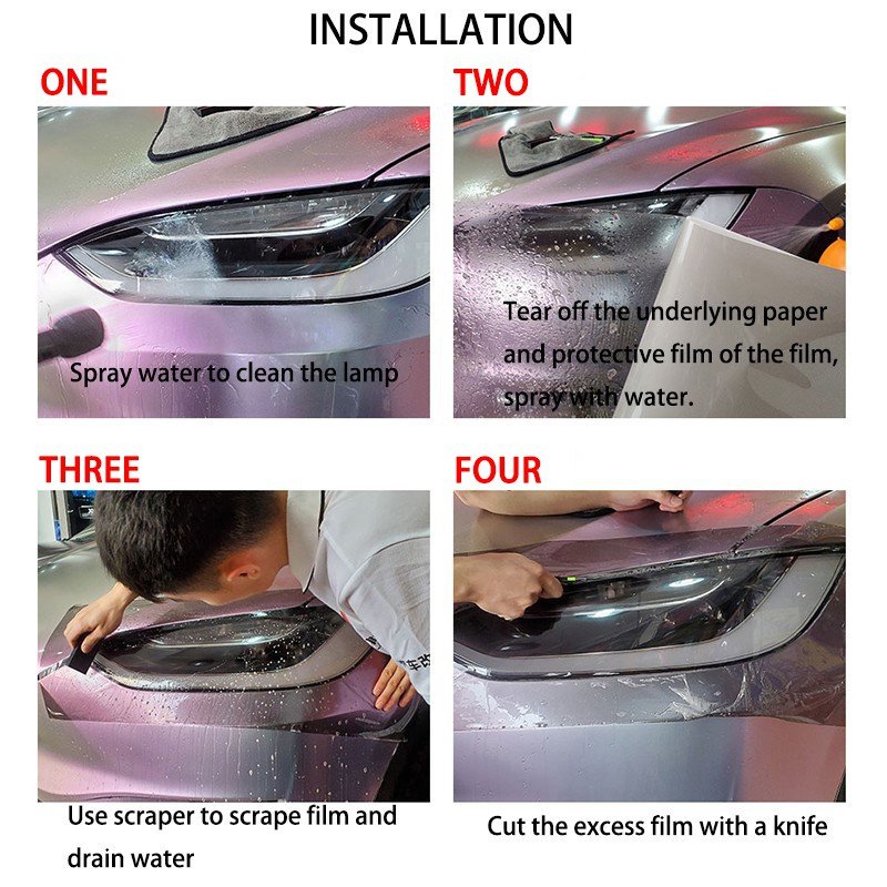 0.3*10m Pu Material Car Lamp Fog Lights Taillight Tint Led Headlights Car Headlight Tint Film