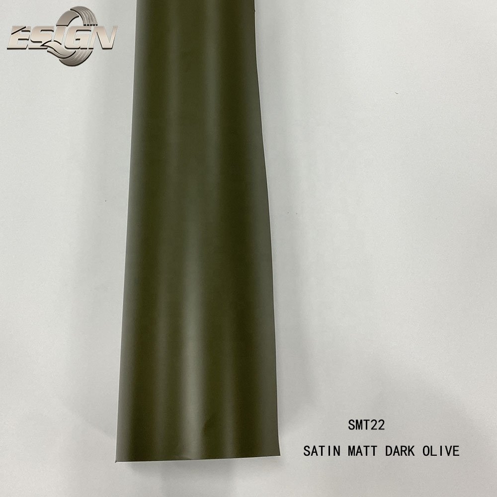 Satin Matt Dark Olive Car Wrap Vinyl Film Self Adhesive Sticker with Air Bubble Free Protection Film