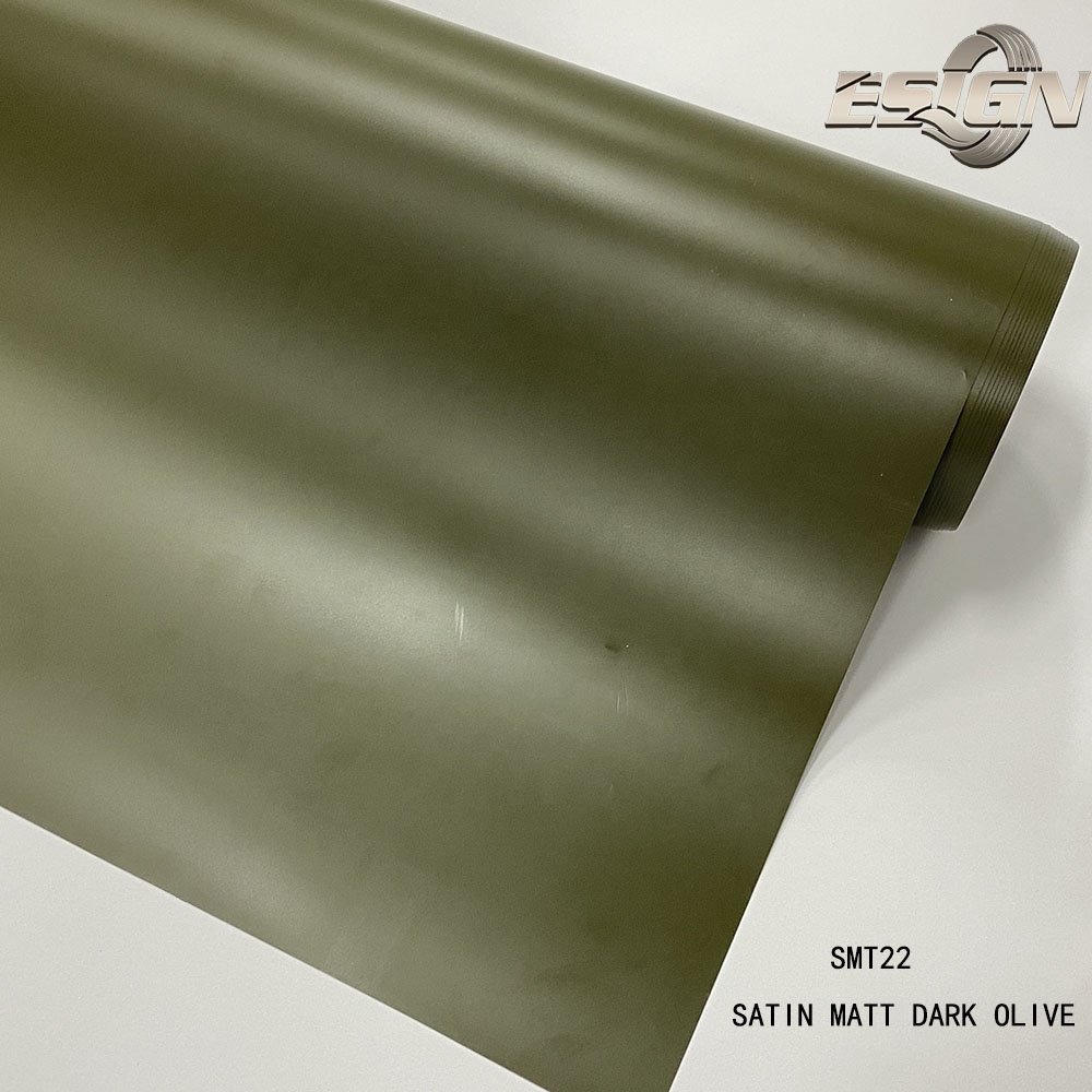 Satin Matt Dark Olive Car Wrap Vinyl Film Self Adhesive Sticker with Air Bubble Free Protection Film