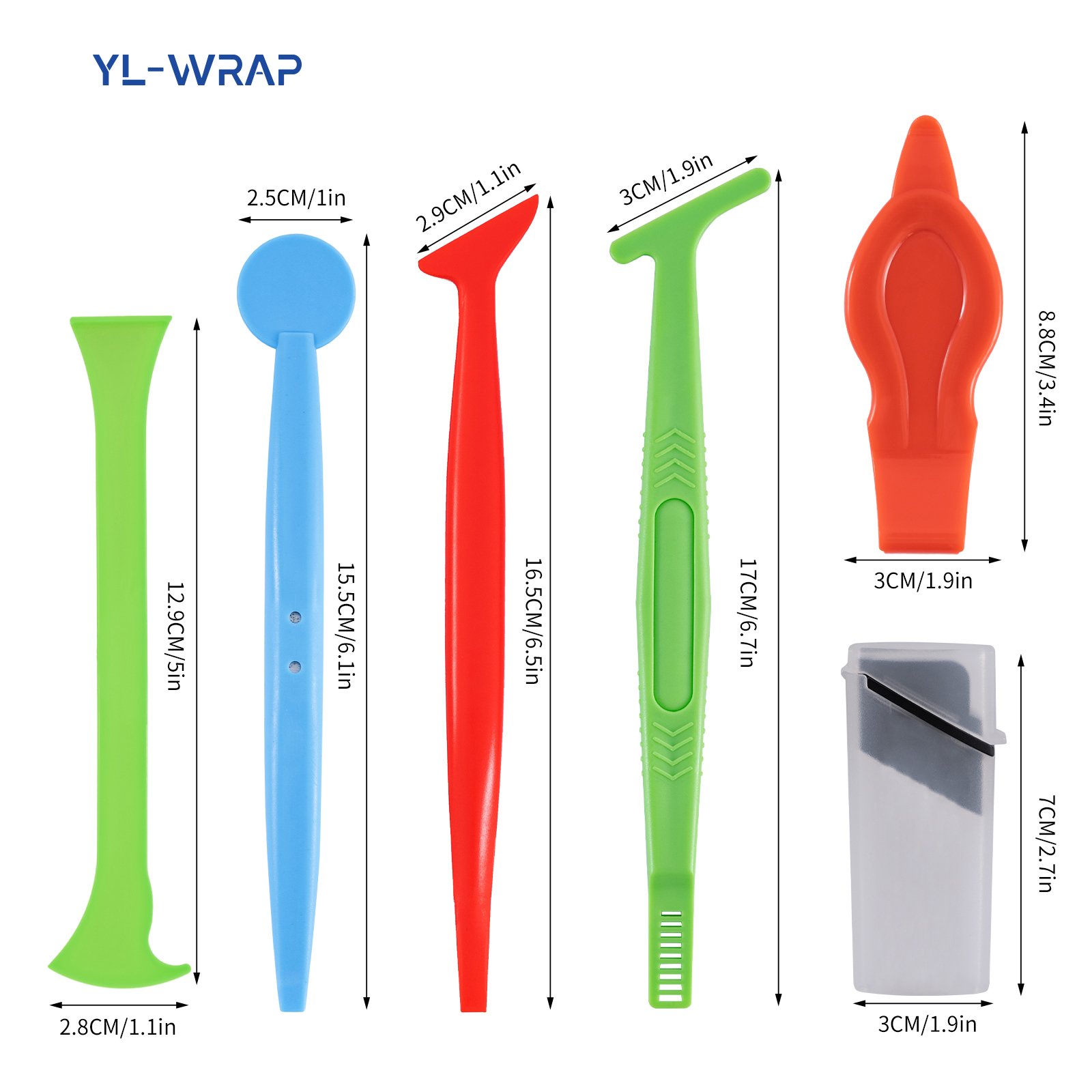 Professional 6pcs Window Tint Edge Corner Tuck Micro Squeegee Car Vinyl Wrap Squeegee Tool Kit