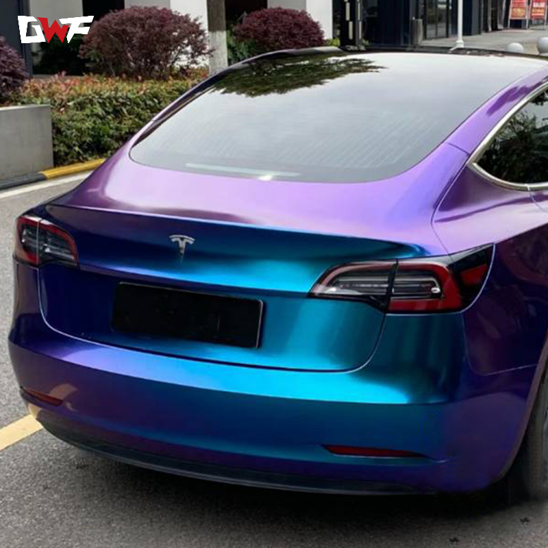 Chameleon camouflage yellow blue high quality car wrap vinyl wrapping matte black TPU white car vinyl wrap
