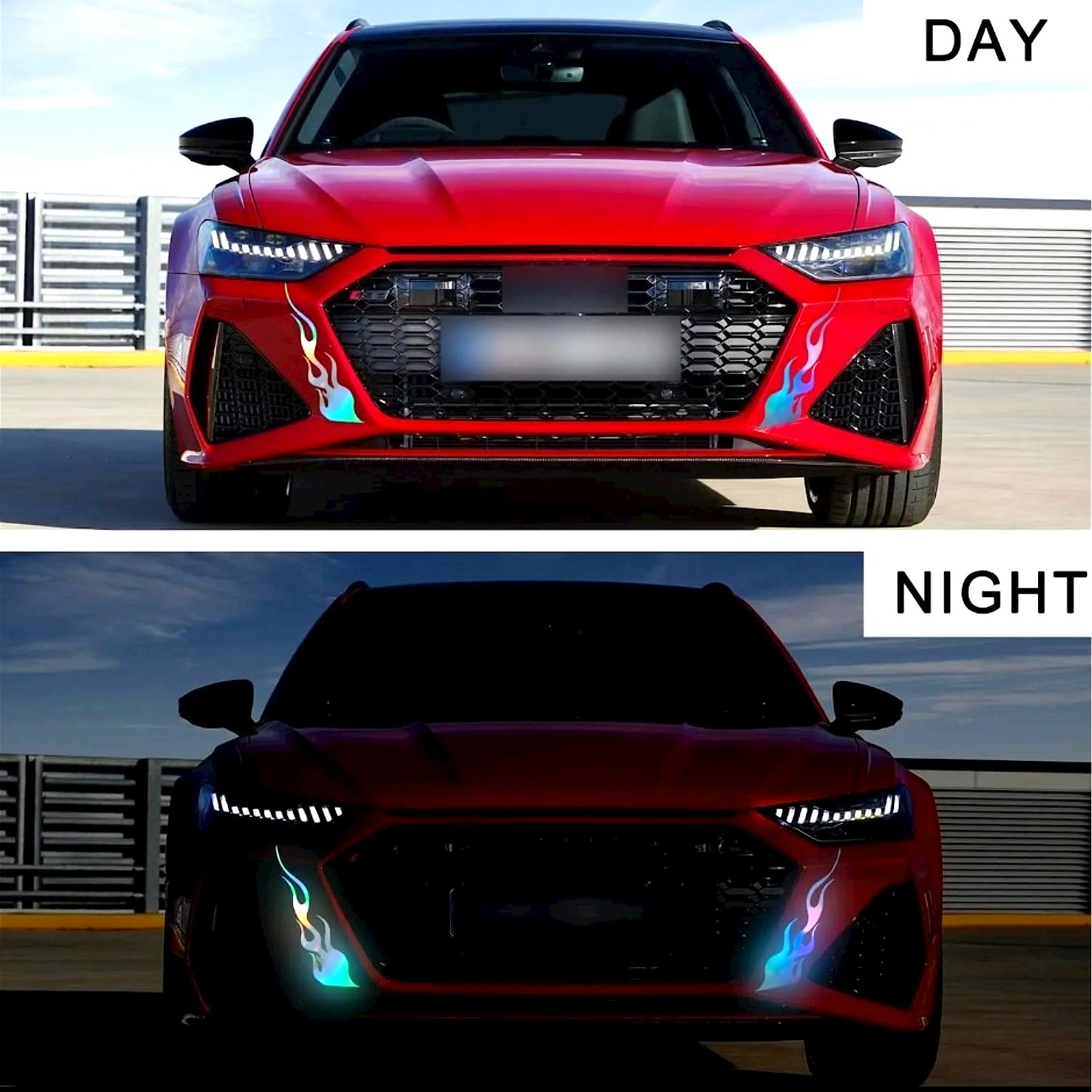 4pcs set Flame Reflective Car Stickers for Bumper Headlight Racing Sports Vinyl Decals for Off-Road Vehicles Motorcycle