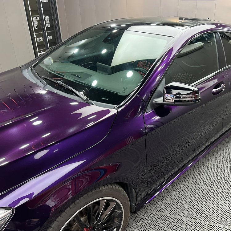Super Gloss Metallic PET Midnight Purple Auto Wrapping Vinyl PVC Car Wrap Color Film Body Position Anti-Scratch Color-Changing