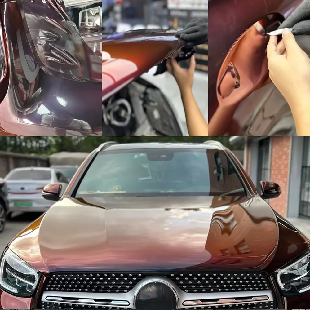 Car Wrap Films Glossy Matte Wrap Vinyl with Air Release Vinyl Holographic Metallic Series 1.52*18M OEM Body Stickers TPU/PET,TPU