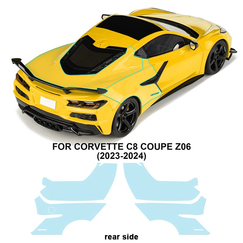 For Corvette C8 Coupe Z06 2023 each part of the film TPU PPF pre-cut car anti-scratch self-healing transparent paint protective