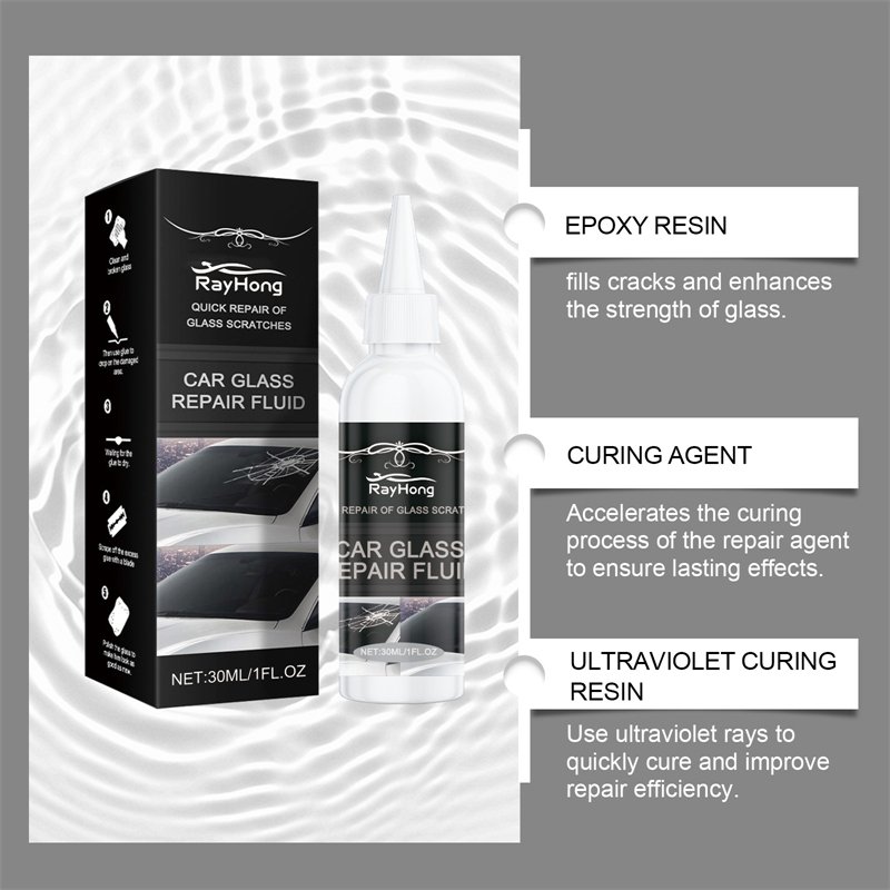 Rayhong car glass repair fluid bull eye moon crescent crack scratch treatment windshield repair kits car window glass repair