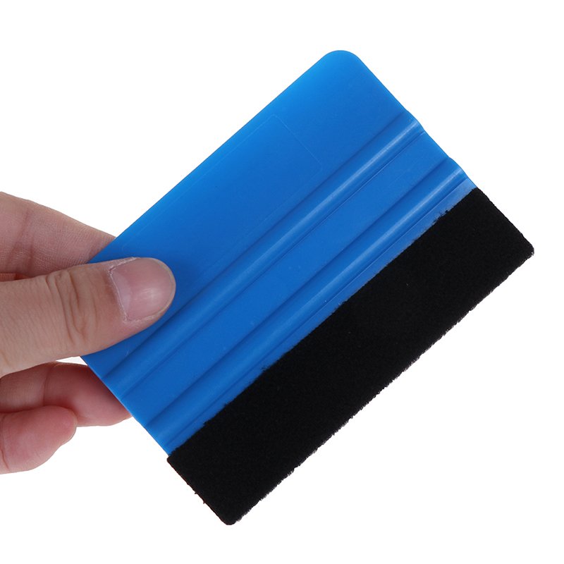 1pc Auto Styling Vinyl Carbon Fiber Window Ice Remover Cleaning Wash Car Scraper With Felt Squeegee Tool Film Wrapping 10x7cm