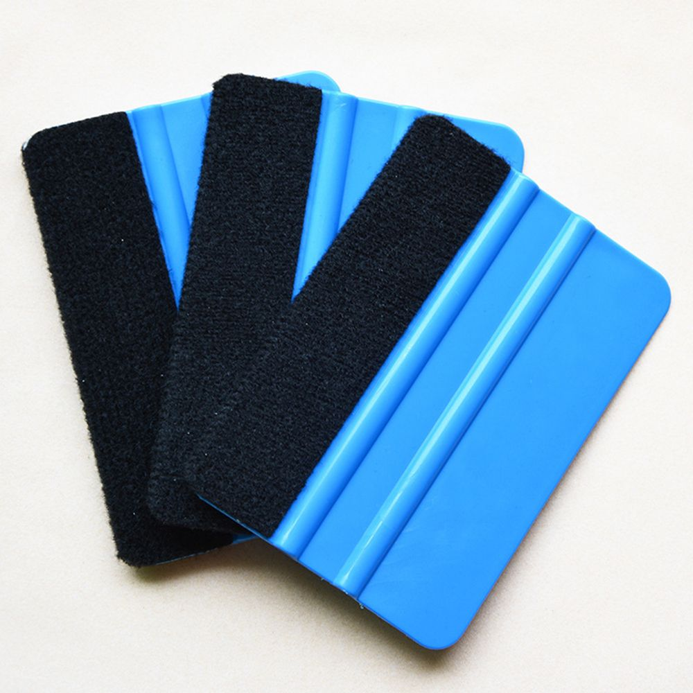 1pc Auto Styling Vinyl Carbon Fiber Window Ice Remover Cleaning Wash Car Scraper With Felt Squeegee Tool Film Wrapping 10x7cm
