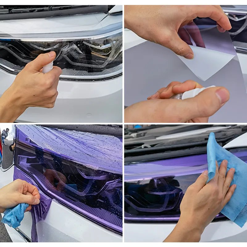 New Arrival Car Lamp Film to Black or Purple TPU Photochromic Film Smart Headlight PPF Protection Film Self Adhesive White