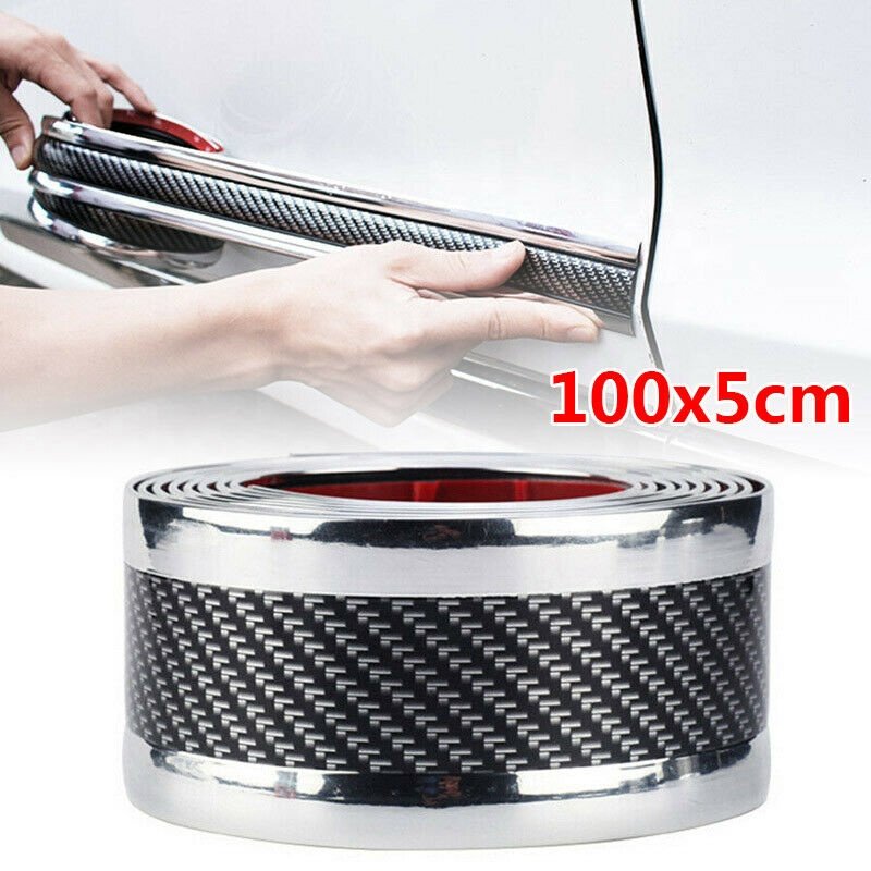 Auto Bumper Strip Car Sticker Carbon Fiber Film High Glossy Wrap Film Anti-collision Door Sill Protector Car Styling Accessories