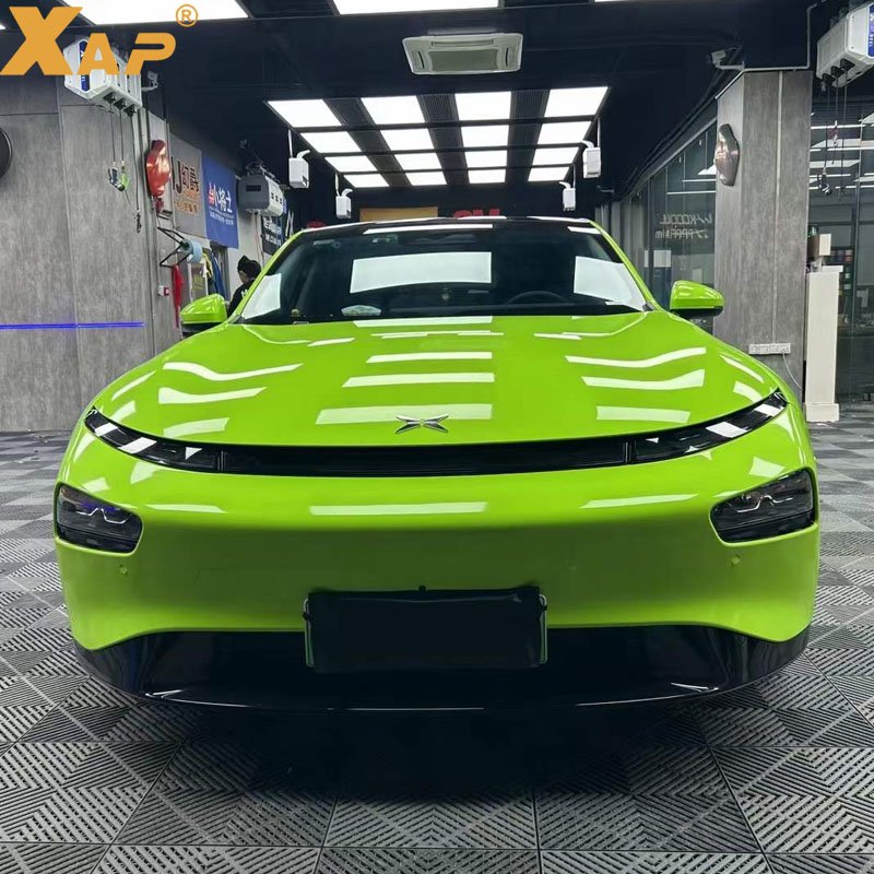Ultra Glossy Vinyl Wrap PET Crystal Apple Green Car Vinyl Wrap Bubble Free PVC Car Wrap
