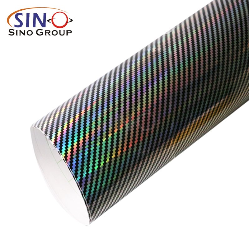 New Arrival Chrome Rainbow Holographic Laser Air Bubble Channel 2D Carbon Fiber Car Body Wrap Vinyl Film For CAMRY